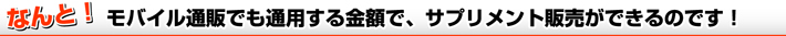 なんと!モバイル通販でも通用する金額で、サプリメント販売ができるのです!